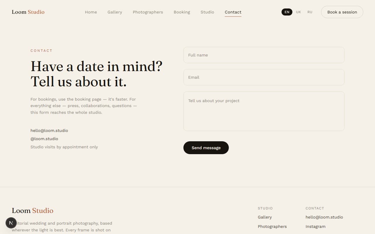 Contact page